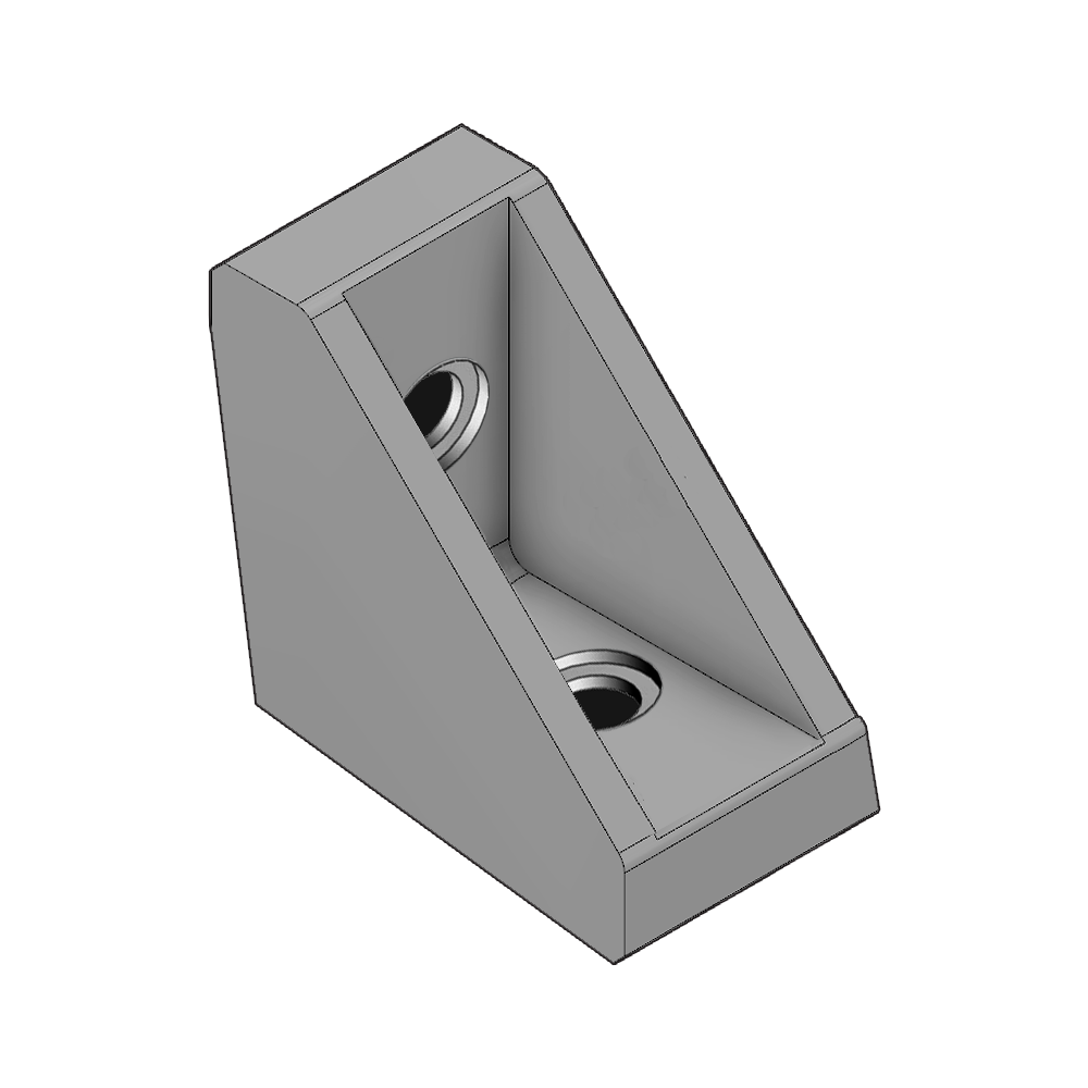 40-160-3 MODULAR SOLUTIONS ALUMINUM GUSSET<BR>30 SERIES 18.5MM X 45MM ANGLE W/HARDWARE